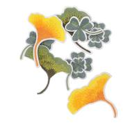 Hemobllo Lot de 8 Écussons Brodés Auto-Adhésifs Dégradé Couleur Feuilles de Ginkgo et Trèfle en Tissu Polyester Patchs Thermocollants Assortis pour Vêtements Paquet et Chaussures