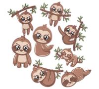 Hemobllo Lot de 8 Écussons Brodés Paresseux à Coudre et Thermocollants Motifs Animaux Colorés pour Vêtements Paquet à Dos Chapeaux et Chaussures Décoration et Réparation Polyvalente