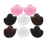 Hemobllo Lot de 8 Mini Chapeaux de Cowboy en EVA pour Poupées - Chapeaux de Cowgirl Décoratifs Couleurs Blanc Noir Brun Foncé et Rose Accessoires Western pour Déguisements Fêtes Thème