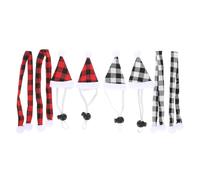 Hemobllo Lot de 8 Sets de pièces Chapeaux de Noël et écharpes pour Petits Animaux 55x8 cm et 12x33 cm Motifs Carreaux Rouge/Noir et Noir/Blanc Accessoires fête Hiver pour Hamster