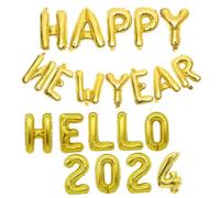 Hemobllo Lot de Ballons en Aluminium « Année 2024 » Lettres Dorées et Chiffres Décorations de Fête du Nouvel An Accessoires pour Soirée Festive et Photos Lot Complet pour Anniversaire