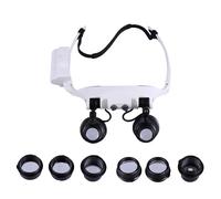 Hemobllo Loupe Frontale Grossissante Tête 4 Niveaux de Grossissement Lumière LED Intégrée Lentilles en Acrylique et Bandeau Silicone Confortable pour Réparation Bijoux Horlogerie et