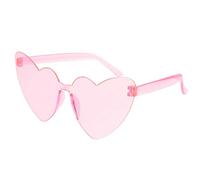 Hemobllo Lunettes de Soleil de Cœur Transparentes Couleur Bonbon Rose en Polycarbonate Léger Accessoire pour Fêtes Soirées Plage et Enterrement de Vie de Jeune Fille