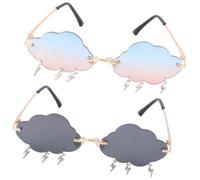 Hemobllo Lunettes de Soleil sans Monture de Nuage 2 Paires PC | Lunette de Soleil sans Cadre, Lunettes de Soleil Amusantes, pour Fête et Photos