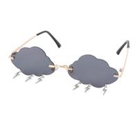 Hemobllo Lunettes sans Monture Nuage Éclair Métal Sunglasses pour Femmes | Style Mode, Photo Booth Props, Protège les Yeux du Soleil, Forme Nuage Éclair, Lunettes Party Cloud