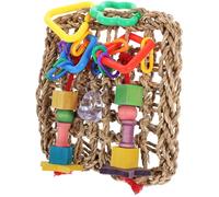 Hemobllo Mâcher Suspendu pour Perroquet en Herbe de Mer Tressée, Plateforme de Jeu 18x18 Cm, pour Cage D’Oiseaux, Accessoire D’Escalade Naturel et Solide