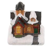 Hemobllo Maison de Noël Miniature en Résine LED sans Piles Décor Village de Noël Intérieur Chalet Lumineux Compact pour Décoration Festive de Table et Cheminée Ambiance Hiver