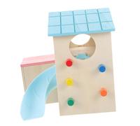 Hemobllo Maison pour Hamster Bois Naturel avec Rampe Colorée Cachette et Aire de Jeu Habitat pour Petits Animaux comme Hamster Doré et Hérisson Escalade Sain et Ludique
