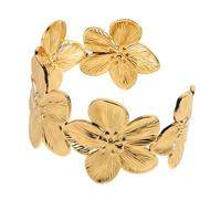Hemobllo Manchette Ajustable et Ne Se Déforme Pas Fleur Femme Bracelet en Acier Inoxydable Or Style Minimaliste Élégant pour Plage D'été et Temps de Détente