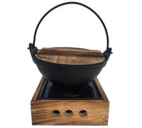 Hemobllo Marmite Japonaise Fonte pour et Soupe Pot à Ragoût avec Support Surface Lisse Antiadhésive Chauffage Uniforme Petit Format pour Camping et Usage Intérieur