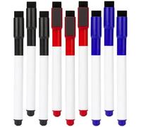 Hemobllo Marqueurs Magnétiques Effaçables à Sec Rechargeables 9 Pièces pour Tableau Blanc Gomme Intégrée Adaptés aux Fournitures Scolaires et Espaces de Travail