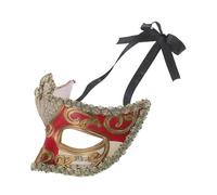 Hemobllo Masque Vénitien Demi Masque Rouge à Bout Effilé en PVC Unisexe Accessoire de Bal Masqué Carnaval et Soirée Déguisée de Fête Mardi Gras pour Hommes et Femmes