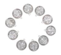 Hemobllo Médaille Saint Benoît Lot 10 Pièces En Alliage De Zinc Motif Croix Pour Création De Colliers Et Bracelets Accessoires Religieux Pour Hommes Et Femmes