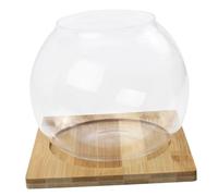 Hemobllo Micro Landscape Bottle with Wooden Base DIY Small Fish Bowl for Home and Office Decoration Creative Terrarium Glass Container for Plants and Moss