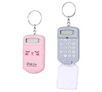 Hemobllo Mini Calculatrice de Poche Porte-clés Fonctions Soustraction et Division 2 Pièces en Plastique Design Cartoon Mignon, pour Paquet à Dos Scolaire