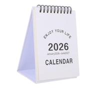 Hemobllo Mini Calendrier de Bureau Compact et Debout Agenda avec Section Mémo Pratique pour Organisation Maison École et Bureau Blanc
