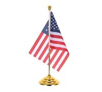 Hemobllo Mini Drapeaux Américains de Table avec Support Stable en Fer en Polyester Décoration Patriotique Professionnelle et Résistante Décoloration pour Bureaux et Conférences