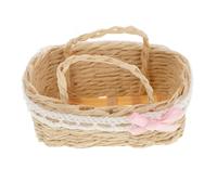 Hemobllo Mini Panier Miniature à Poignée pour Maison de Poupée, Décor Fantaisie en Plastique, Modèle Rectangulaire Rose Bordure Fleurie, Accessoire Décoratif pour Mini-Maison, Rangement