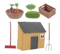 Hemobllo Miniature Farmhouse Model Set with Farm Tool Accessories and Realistic Moss Stone Small House Farm Toy for Educational and Decorative Use