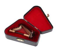 Hemobllo Miniature Harpe en Bois 9 Cm pour Décoration Micro-Paysage Et Maison De Poupée, Ornement Musical Miniature pour Chambre, Bureau Et Table