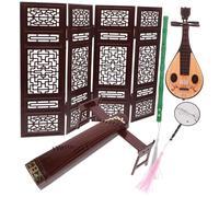 Hemobllo Miniature Instrument de Maison de Poupée Chinoise Classique Décor Vintage avec Écran Pipa et Guzheng pour Bricolage et Décoration Intérieure