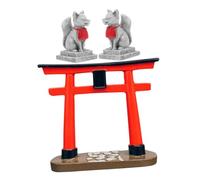 Hemobllo Miniature Torii Japonais avec Statue de Renard Décoration de Jardin Zen pour Aquarium et Bonsaï Ornement Paisible pour Paysage de Micro-Jardin Extérieur