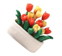 Hemobllo Miniature Tulip Potted Plant Model for Dollhouse Decoration Small Artificial Bonsai for Mini Garden and Tiny House Desktop Mini House Ornament Photo Prop Accessory