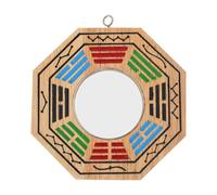 Hemobllo Miroir Feng Shui Tai Chi en Bois pour Décoration Maison, Pendentif D'exorcisme et Protection, Finition Soignée, pour Décor de Bureau et Vie Quotidienne
