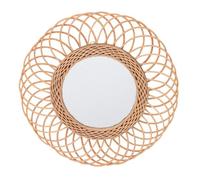 Hemobllo Miroir Mural Rotin Décoratif Rond pour Salon Chambre Bureau Design Créatif Écologique et Chic Accessoire Suspendu Maison Moderne