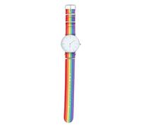 Hemobllo Montre-Bracelet Silencieuse et Confortable Argenté en Acier Inoxydable à Quartz Bracelet Arc-en-Ciel Unisexe pour Toutes Occasions