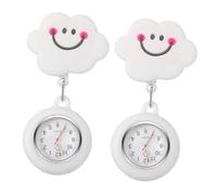 Hemobllo Montre D'infirmière Rétractable 2 Pièces Style Broche Plastique Solide Fonction Suspendue Rétractable Professionnels De Santé Examen Et Travail Médical Cadran Clair, Blanc