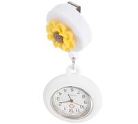 Hemobllo Montre Infirmière à Clip Rétractable Décor Fleur Montre de Poche Portable pour Infirmières Cadran Précis et Design Léger Cadeau Pratique pour Professionnelles et Étudiants