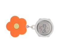 Hemobllo Montre Infirmière Rétractable à Clip Montre De Poche Numérique pour Médecins Et Professionnels De Santé Design Floral Orange