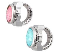 Hemobllo Montres à Rabat Doigts 2pcs en Quartz Bande Élastique Extensible, Montre Bague de Mode Pratique et Décorative pour Femmes, Couleurs Assorties Couleur Aléatoire
