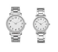 Hemobllo Montres Couple Étanches Argenté Acier Inoxydable 2 Pièces pour Usage Quotidien et Affaires Homme Femme