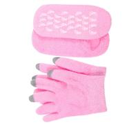 Hemobllo Moufles Hydratants en Maille Plume pour Mains Sèches, Chaussettes Hydratantes Rose Taille Unique, Soins Confortables et Réutilisables pour Femmes, Masque Hydratant Mains et Pieds,