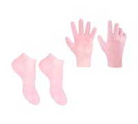 Hemobllo Moufles Hydratants Mains et Chaussettes Anti-Callosités Lot de 2 Set de Couvre-Pieds Hydratant pour Peau Sèche Soins des Pieds et Mains pour Usage Nocturne