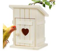 Hemobllo Nichoir en Bois Naturel Non Peint 8X7X10 CM Cabane à Oiseaux de Jardin Nid Spacieux pour Colibris et Perruches Maison D’Élevage Résistante aux Intempéries Décoration