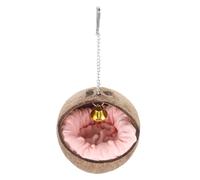 Hemobllo Nid Oiseau Naturel Coque de Noix de avec Coussin Chaud et Cloche Maison Suspendue Confortable pour Perroquets et Petits Oiseaux pour Jardin et Balcon