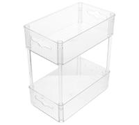 Hemobllo Organisateur Cosmétique Transparent Double Niveau en Matériau Stable pour Coiffeuse, Rangement Maquillage et Soins Peau, Étagère de Salle de Bain Compacte, Accessoire de Rangement