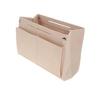 Hemobllo Organisateur de Feutre Beige Double Sac de Voyage Multifonctionnel Insert de Capacité Fermeture à Bouton Pression