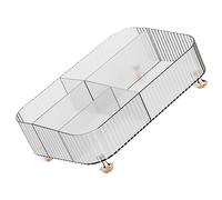 Hemobllo Organiseur de Bureau Compartimenté Transparent Plateau de Rangement Cosmétique Multifonction Plateau de Bureau pour Vanity Salle de Bain et Accessoires de Beauté