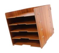 Hemobllo Organiseur de Bureau en Bois à 5 Niveaux Trieur de Courrier Rustique Brun Effet Noyer Porte-Dossiers Multi-Compartiments pour Documents A4 Rangement Optimisé pour Bureau et