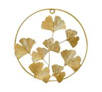 Hemobllo Ornement Mural Feuille de Ginkgo en Fer Forgé Doré Décoration Murale Ronde 1 Pièce Art Mural Nordique sans Perçage Accessoire pour Salon et Séjour