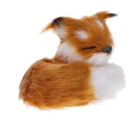Hemobllo Ornement Renard Décoratif Fausse Fourrure Modèle Réaliste Statique pour Bureau et Maison Éducatif Garçon Fille Peluche Renard Endormi
