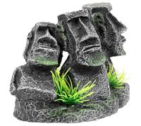 Hemobllo Ornements Moaï en Résine pour Aquarium Moyen, Décoration Artisanale Miniature Adaptée à L'Aquariophilie et Bassins de Jardin