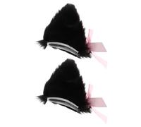 Hemobllo Paire D'épingles à Cheveux Cosplay Oreilles de Chat en Imitation Fourrure de Lapin Noire, Confortable et Décorative pour Fêtes et Déguisements