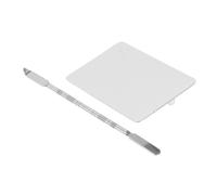 Hemobllo Palette de Maquillage Multifonction Acier Inoxydable avec Anneau Plateau Carré Grand Format pour Mélange de Fond de Teint et Nail Art Outil Professionnel Portable