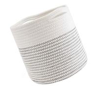 Hemobllo Panier de Rangement Tissé Blanc Rond pour Vêtements et Jouets Conteneur Spacieux et Polyvalent pour Maison Organisateur et Élégant