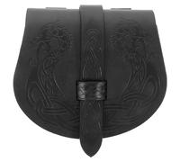 Hemobllo Paquet Banane Viking Médiéval pour Hommes Pochette en Similicuir Noir Décoratif Motifs Nordiques Sacoche de Selle Vintage pour Cosplay et Accessoires Déguisement Pochettes